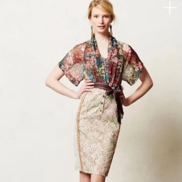 Byron Lars Lana Sheath Floral Lace Dress Mixed Media Sequins Size 2 Rare find - Picture 4 of 4